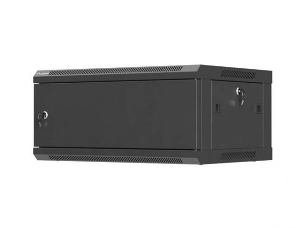 Lanberg Szafa instalacyjna rack wisząca 19 cali 4U 600x450 czarna drzwi metalowe (flat pack)