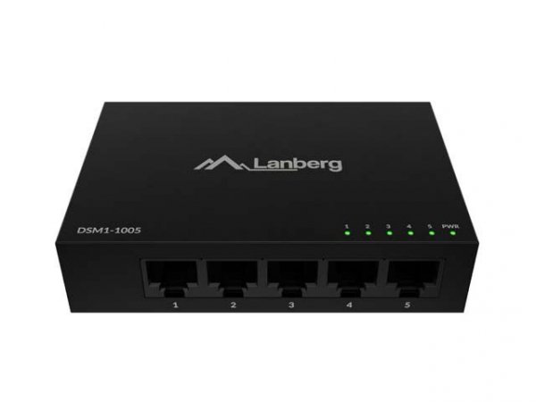 Lanberg Switch DSM1-1005 5X 1GB/S niezarządzalny Gigabit Ethernet Desktop 12V ( obudowa metalowa)