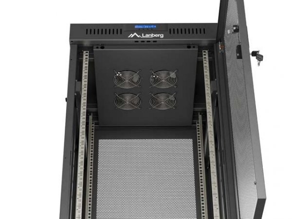 Lanberg Szafa instalacyjna rack stojąca 19" 24U  600x600 czarna drzwi perforowane LCD (Flat pack) V2