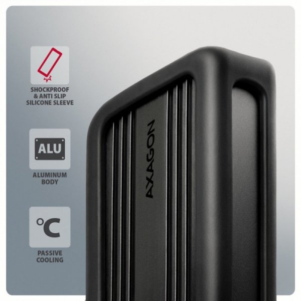 AXAGON EEM2-40G Obudowa zewnętrzna aluminiowa USB4 Gen 3x2 M.2 SSD NVMe 40Gbps passive, USB-C cable, silicon sleeve