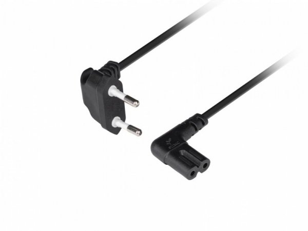 Lanberg Kabel zasilający EURO ( radiowy) CEE 7/16 - IEC 320 C7 3m kątowy VDE czarny