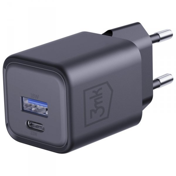 3MK Ładowarka sieciowa Hyper Charger PD 33W GaN QC4+ PPS AFC FCP SCP USB-A USB-C czarna