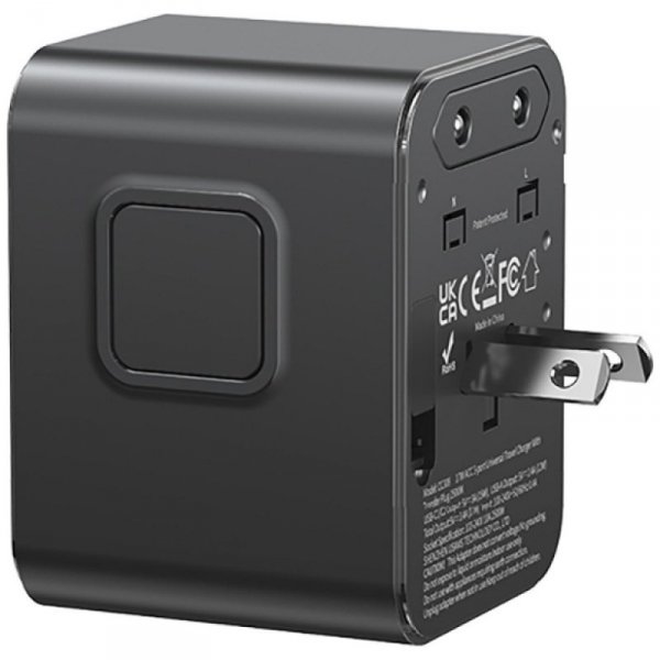 USAMS Ładowarka travel adapter 17W CC308 USB-C + USB-A 4w1 US/AU/EU/UK czarna