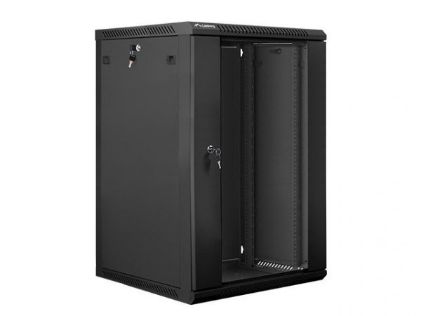 Lanberg Szafa instalacyjna wisząca 19 cali 18U 600X600mm czarna (drzwi szklane)