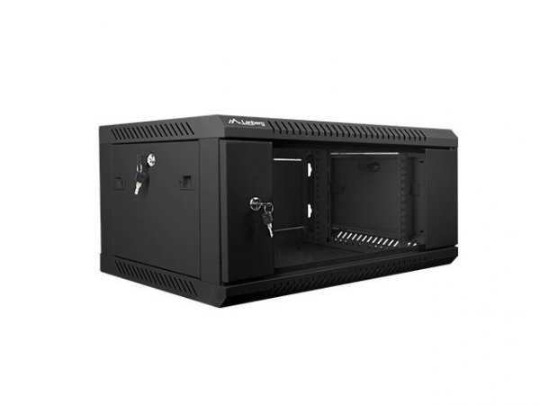 Lanberg Szafa instalacyjna wisząca 19 cali 4U 600X450mm czarna (drzwi szklane)