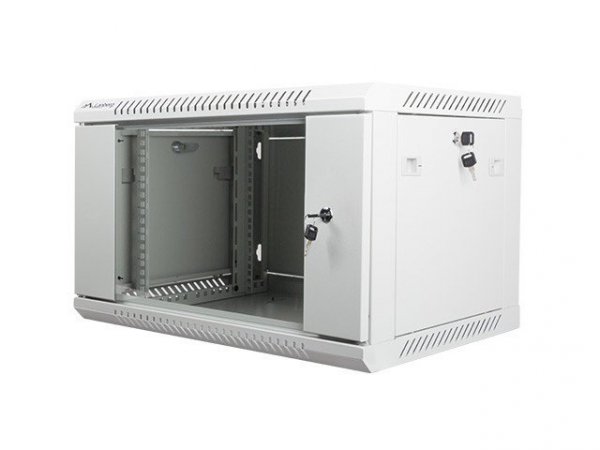 Lanberg Szafa instalacyjna wisząca 19 cali 6U 600X450mm szara (drzwi szklane)