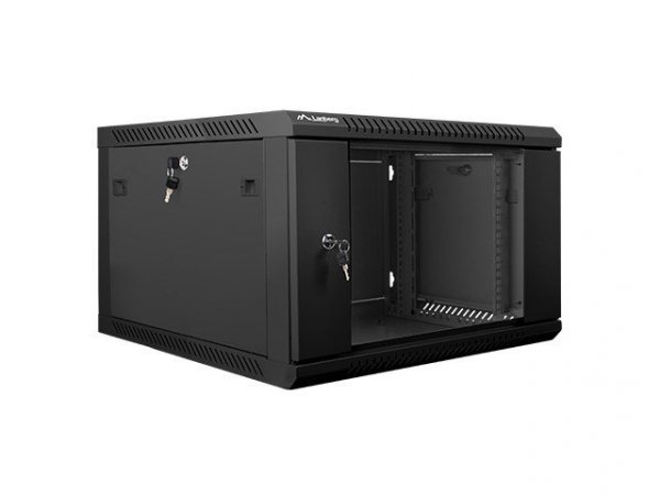 Lanberg Szafa instalacyjna wisząca 19 cali 6U 600X600mm czarna (drzwi szklane)