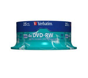 Verbatim DVD-RW 4x 4.7GB 25P CB Matt Silver 43639