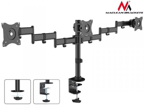 Maclean Uchwyt biurkowy na 3 monitory LCD podwójne ramiona MC-691 13&quot;-27&quot; 8kg