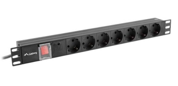 Lanberg Listwa zasilająca Rack PDU 19&quot;  1U 10A 7X SCHUKO 2m czarny C14