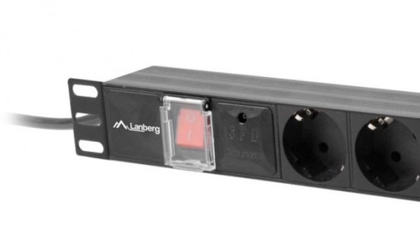 Lanberg Listwa zasilająca Rack PDU 19&quot;  1U 10A 7X SCHUKO 2m czarny C14