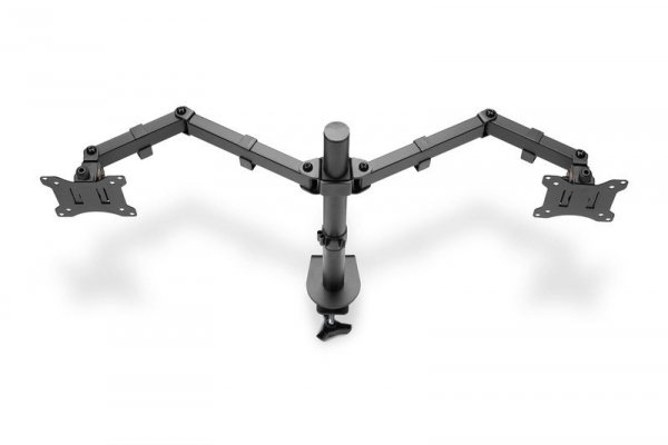 Digitus Uchwyt biurkowy podwójny z zaciskiem 2xLCD max. 32" max. Obciążenie 2x 8kg uchylno-obrotowy czarny