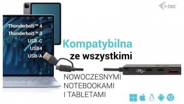 i-tec Hub USB-A/USB-C Metal 2x USB 3.0 + 2x USB-C (10 Gbps)