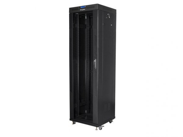 Lanberg Szafa instalacyjna rack stojąca 19 42u 600x600 czarna, drzwi szklane lcd (Flat pack)