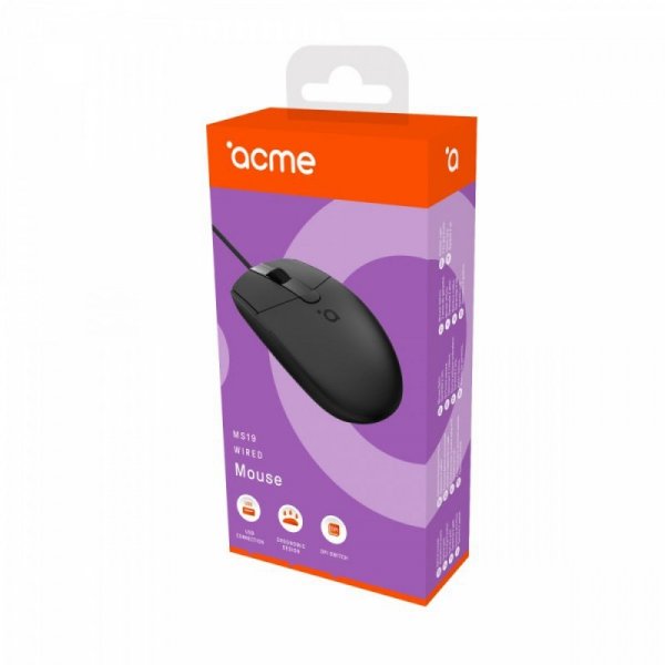ACME Europe Mysz przewodowa MS19 , USB, 4 przyciski, czarna