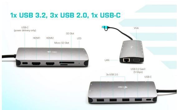 i-tec Stacja dokująca USB 3.0/USB-C/Thunderbolt 3x Display Metal Nano Dock LAN +Power Delivery 100W