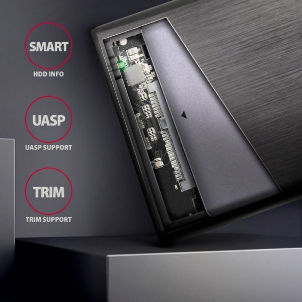 AXAGON EE25-A6M Bezśrubowa aluminiowa obudowa zewnętrzna USB 3.2 Gen 1 - SATA 6G dla 2.5&quot; SSD/HDD