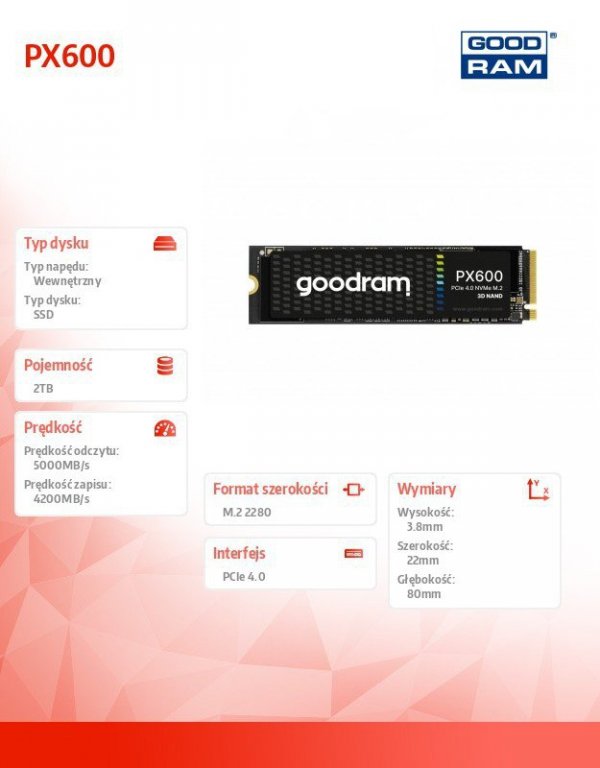 GOODRAM Dysk SSD PX600 2TB M.2 PCIe 4x4 NVMe 2280