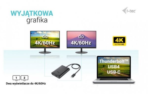 i-tec Stacja dokująca USB-C Dual 4K/60Hz (single 8K/30Hz) DP Video Adapter