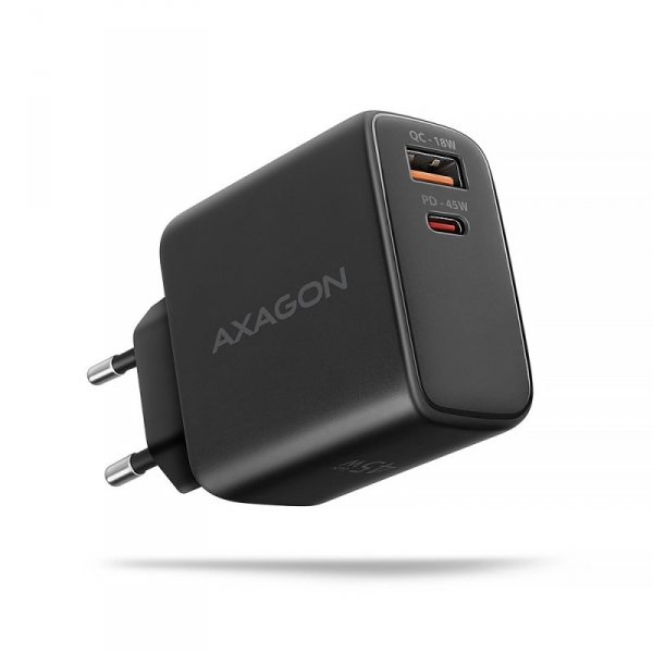 AXAGON ACU-PQ45 Ładowarka sieciowa 2-port  QC3.0,4.0/AFC/FCP/PPS/Apple  + PD type-C, 45W, Czarna