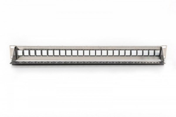 Digitus Panel krosowy (patch panel) modularny 19" 24 porty pod moduły keystone, 1U, ekranowany, prowadnica kabli, wymienne 