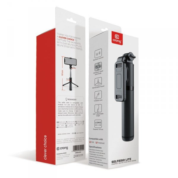 CRONG SelfieGo Kompaktowy selfie stick Bluetooth tripod (20-101cm)