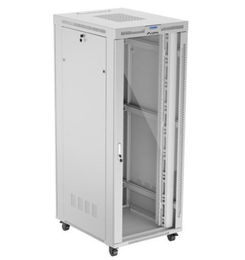 Lanberg Szafa stojąca rack 19 cali 42U 800x1000 szara drzwi szkalne flat pack