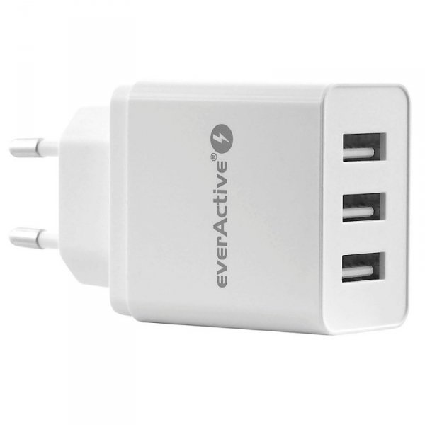 everActive Ładowarka sieciowa 3x USB 3,4A Iq smart charging Biała