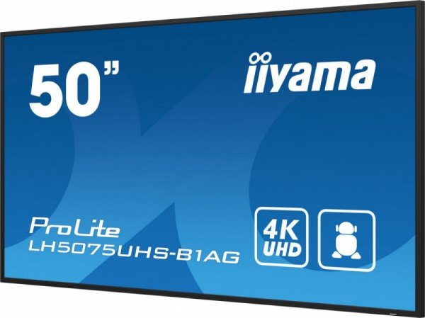 IIYAMA Monitor 50 cali LH5075UHS-B1AG,24/7,VA,ANDROID.11,4K,3xHDMI,DP,RJ45,  2xUSB,2x10W