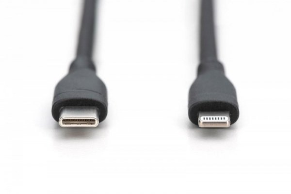 Digitus Kabel połączeniowy silikonowy USB-C - Lightning, USB 2.0 60W, certyfikat MFI, 2m Czarny
