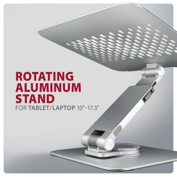 AXAGON Podstawa do laptopów aluminiowa STND-LR 10-17.3 cala regulowane kąty nachylenia, obrót o 360 stopni, Szara