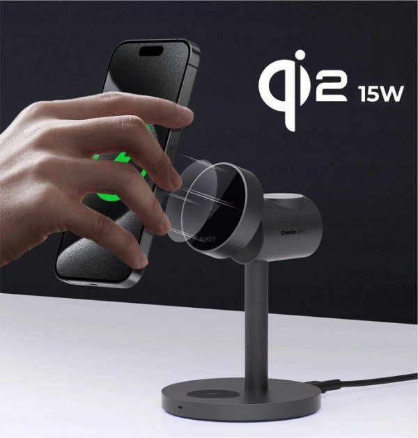 AUKEY LC-MC311 3w1 Qi2 15W ładowarka bezprzewodowa MagSafe + ładowarka PD 30W