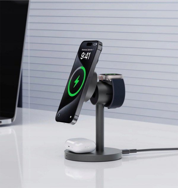 AUKEY LC-MC311 3w1 Qi2 15W ładowarka bezprzewodowa MagSafe + ładowarka PD 30W
