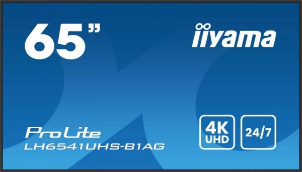 IIYAMA Monitor 65 cali LH6541UHS-B1AG VA,4K,24/7,LAN,USB,HDMI,500cd/m2,     Haze(25%),2x10W,Pion/Poziom
