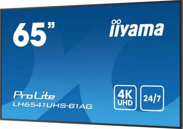 IIYAMA Monitor 65 cali LH6541UHS-B1AG VA,4K,24/7,LAN,USB,HDMI,500cd/m2,     Haze(25%),2x10W,Pion/Poziom