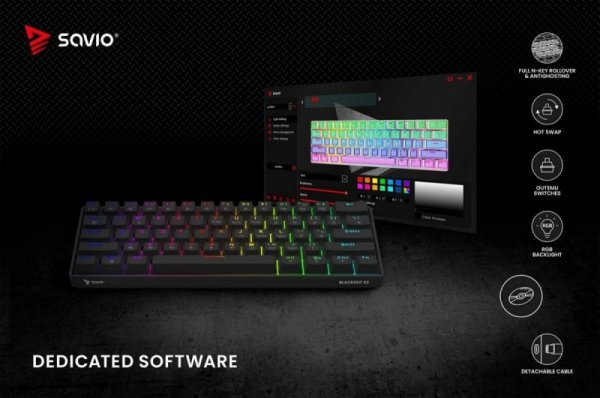 Savio Klawiatura mechaniczna BLACKOUT X2 OUTEMU Peach Silent, Hot Swap