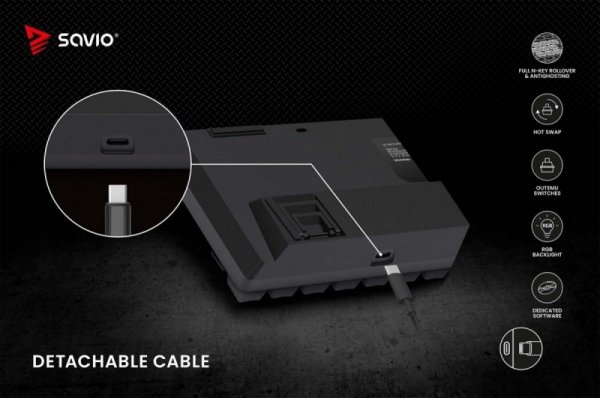 Savio Klawiatura mechaniczna BLACKOUT X2  OUTEMU Red, Hot Swap
