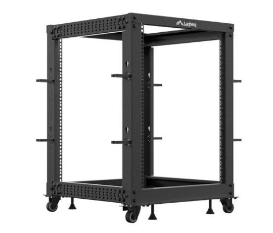 Lanberg Stojak Open rack 19 cali 15U 600x600-1100 regulowany czarny