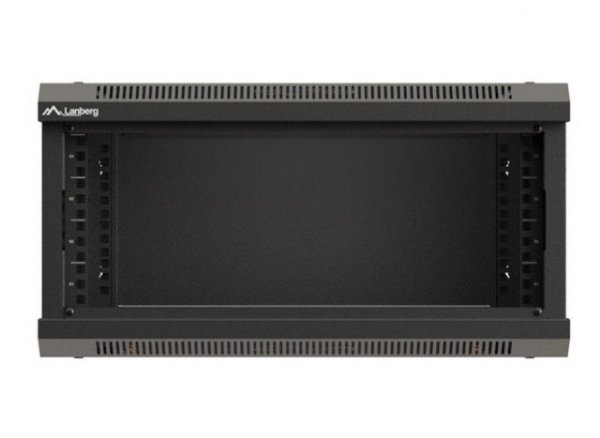 Lanberg Szafa instalacyjna rack wisząca 19" 4U 540x350 czarna drzwi   przeszklone ( flat pack)