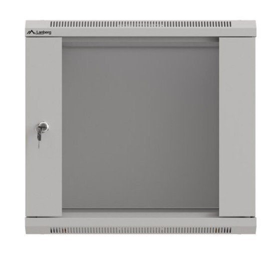 Lanberg Szafa instalacyjna rack wisząca 19" 9U 540x350 szara drzwi przeszklone ( flat pack)