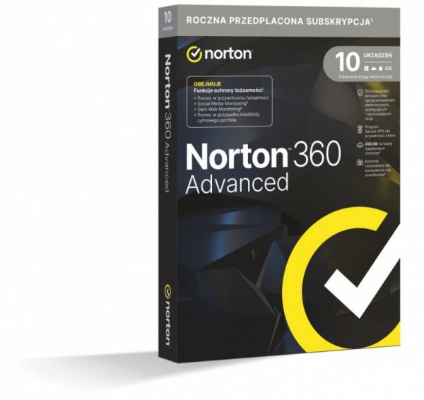 Norton Oprogramowanie Oprogramowanie ADVANCED 200GB PL 1 użytkownik 10 urządzeń 1 rok 21466473