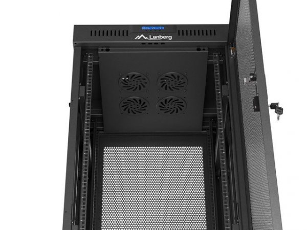 Lanberg Szafa instalacyjna rack stojąca 19 cali 32U 600x600 drzwi perforowane LCD czarna (Flat pack)