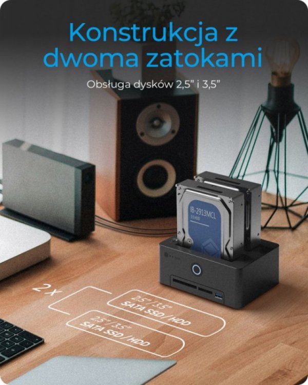 IcyBox Czytnik kart IB-1233CL-CR 2x 2,5/3,5 SSD/HDD