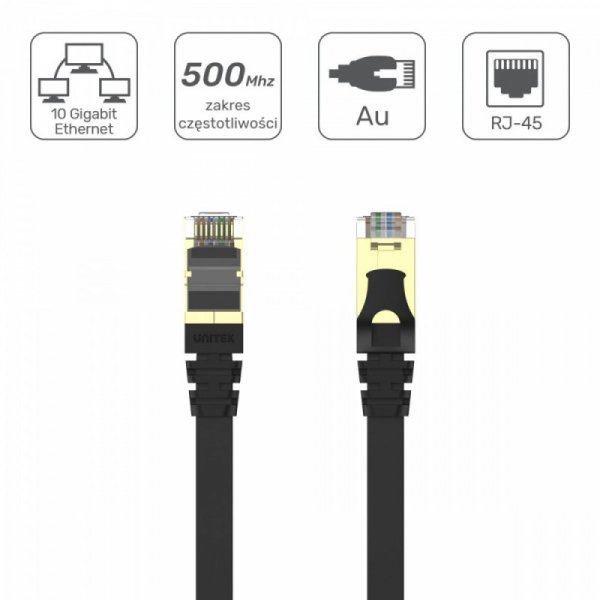 Unitek Patchcord CAT.7 SSTP (8P8C) RJ45; 3m; płaski; C1897BK-3M