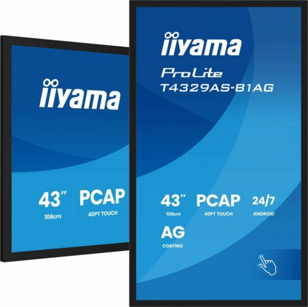 IIYAMA Monitor 43 cale T4329AS-B1AG VA,4K,HDMIx2,USB-C,RJ45,2x10W,WiFi,     Android 14, Signal FailOver, Whiteboard, iiSignage (