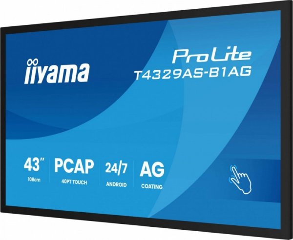 IIYAMA Monitor 43 cale T4329AS-B1AG VA,4K,HDMIx2,USB-C,RJ45,2x10W,WiFi,     Android 14, Signal FailOver, Whiteboard, iiSignage (