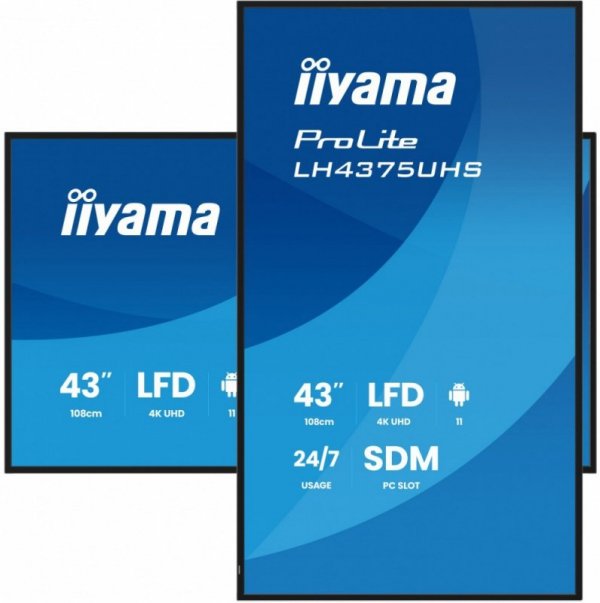 IIYAMA Monitor 43 cale LH4375UHS-B2AG,24/7,IPS,ANDROID.11,4K, WiFi,          iiSignage2, FailOver, EShare, 24/7, full daisy chai