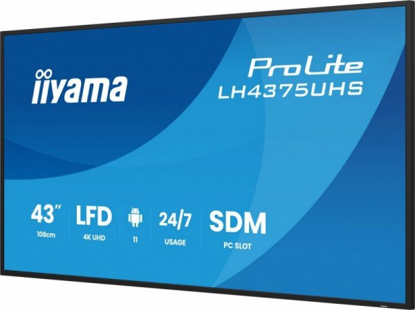 IIYAMA Monitor 43 cale LH4375UHS-B2AG,24/7,IPS,ANDROID.11,4K, WiFi,          iiSignage2, FailOver, EShare, 24/7, full daisy chai