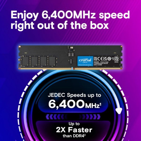 Crucial Pamięć DDR5 16GB/6400 CL52 CUDIMM