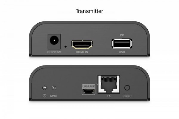 Digitus Przedłużacz (extender) po skrętce kat.6 HDMI 4K/60Hz z KVM USB 2.0 przez IP 1G lub do 120m/200m, max. 253 odbiorniki, ek